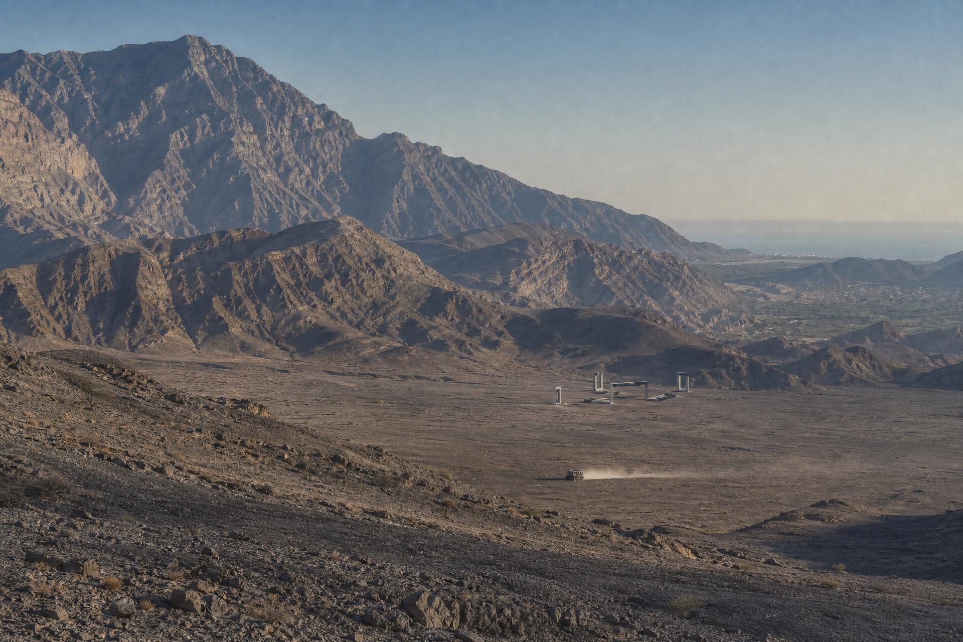 The limestone mountains and desert plain of Ras Al Khaimah